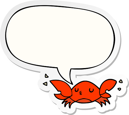 cartoon crab with speech bubble sticker