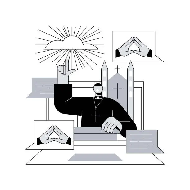 Vector illustration of Online church abstract concept vector illustration.