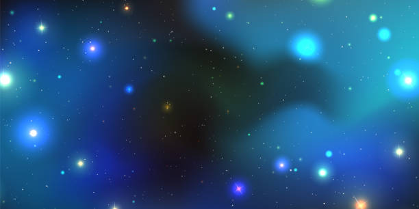 ilustraciones, imágenes clip art, dibujos animados e iconos de stock de ilustración de la escena de la noche estrellada del fondo espacial de la galaxia. el universo está formado por estrellas, agujeros negros, nebulosas, galaxias espirales, vía láctea y planetas. - andromeda galaxy constellation earth planet