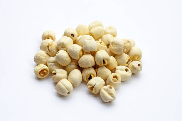 istock Dried lotus seeds on white background. 1455866916