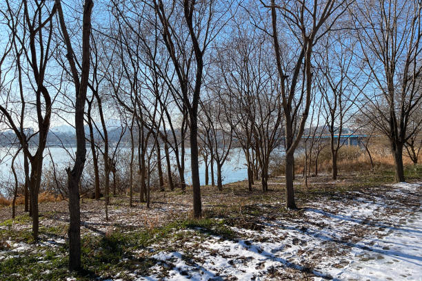 Han River Pathway in Winter stock photo