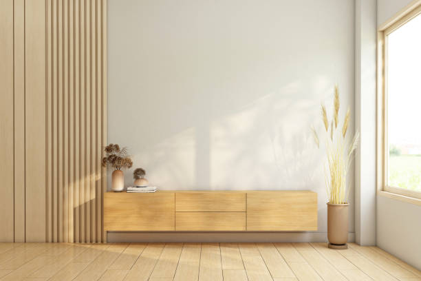 istock Japandi style living room 1455867443