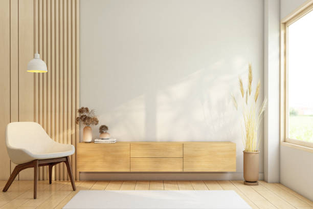 istock Japandi style living room 1455867449