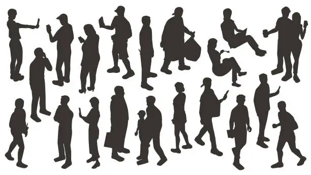 Vector illustration of Isometric people silhouettes