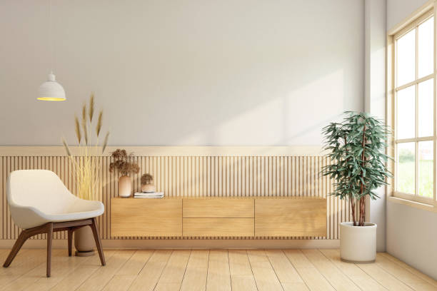 istock Japandi style living room 1455867464