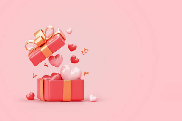 istock Valentine's day sale with gift box and heart background 3D illustration empty display scene presentation for product placement 1455870080