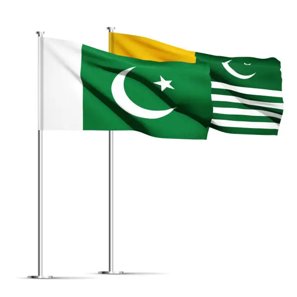 Vector illustration of Pakistan and Kashmir flags