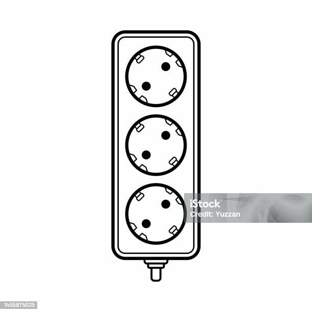 Multiple Socket Signage Three Electric Multi Sockets Extension Cord Vector Outline Stock ...