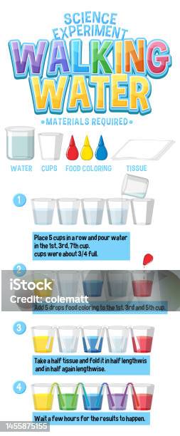 Liquid Walk Walking Water Science Experiment Stock Illustration - Download Image ...