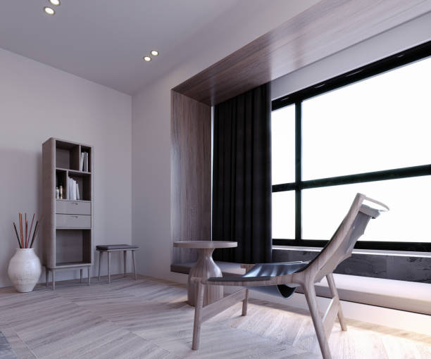 istock 3d rendering,3d illustration, Interior Scene and  Mockup,modern style living room and black leather armchair. 1455881222