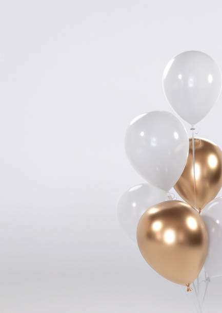 istock White and gold balloons on the side poster background 1455883390