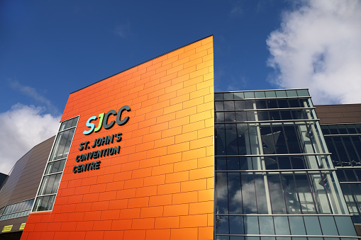 Exterior shot of Convention Center in St. John's, Newfoundland, Canada. Taken in November 3, 2022.