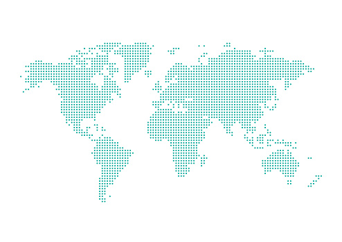 Pixel dotted map of World. Vector illustration