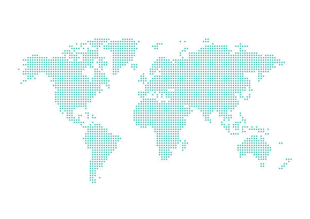 Pixel dotted map of World vector art illustration