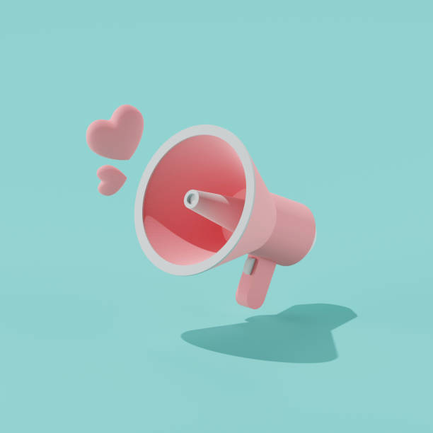istock 3d render of megaphone with hearts. 1455888149