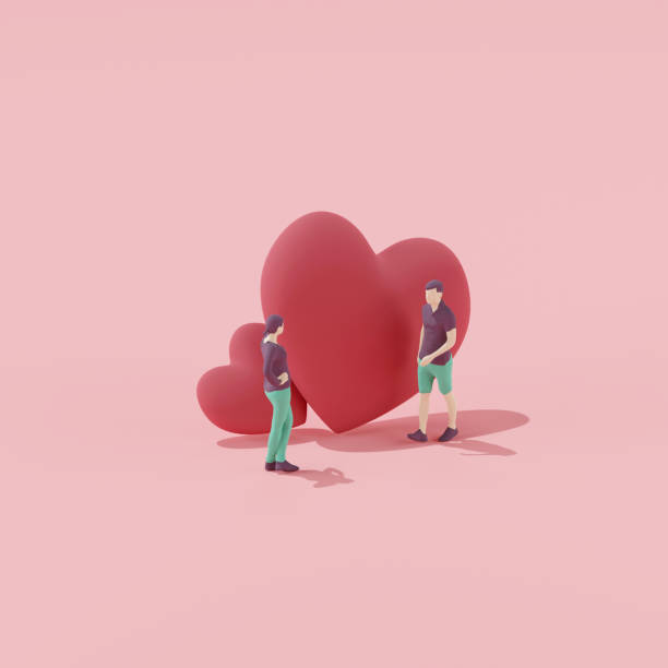 istock 3d render of couple with small hearts. 1455888150