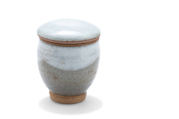 istock antique Japanese ceramic tea mug with lid. empty decorative ceramic cup isolated on white background. brown modern porcelain cup for drinking water. vintage handmade glaze for hot green tea 1455890551
