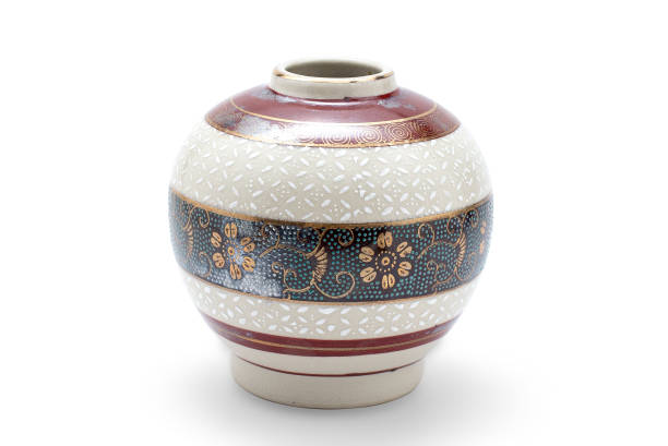 istock colorful antique ceramic vase. empty decorative ceramic pot isolated on white background. modern porcelain vase for room interior. vintage handmade glaze pottery flowerpot for office decoration 1455890560