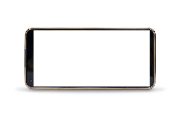 istock smartphone mockup blank screen isolated with clipping path on white background, flat display. front view blank screen cellphone, finger touch device for smart business or text media adverstisment 1455890585