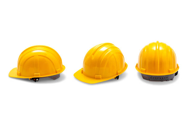 set of yellow deferential helmet construction tools for industrial safety isolated white background. hard hat worker for safe engineer labor maintenance site. protection cap for builder collection conjunto de herramientas de construcción de casco deferente amarillo para seguridad industrial fondo blanco aislado. trabajador de casco para el sitio de mantenimiento de mano de obra de ingeniero seguro. tapa de protección para la colección builder