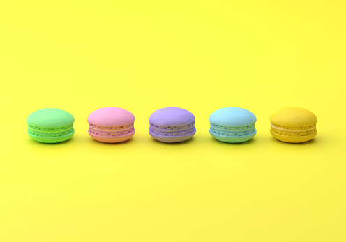 Colorful Macaroons On Yellow