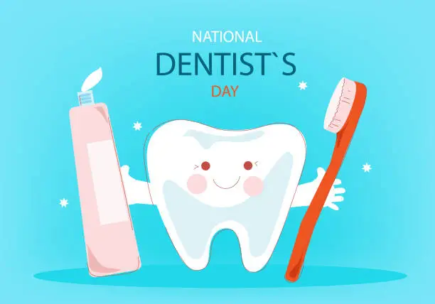 Vector illustration of National dentist day horizontal banner.