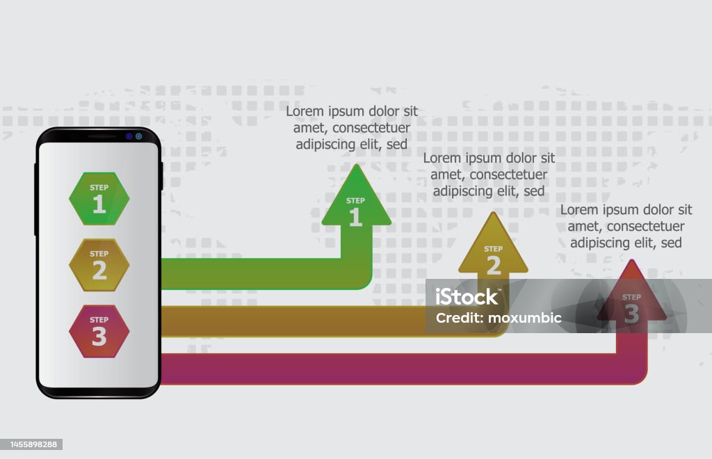 Phone Process Infographic Template Of Process Step With Mobile Tablet Phone ...