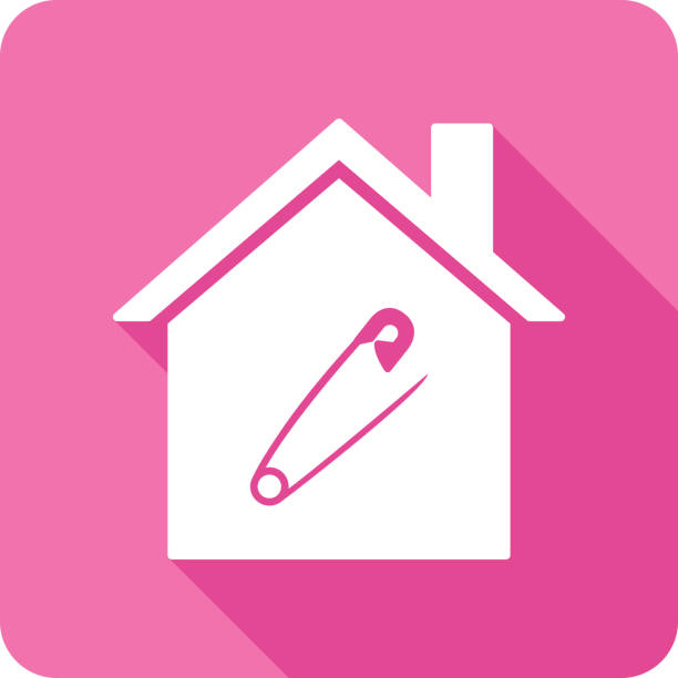 ikona bezpieczeństwa domu sylwetka - safety pin diaper pin sewing item silhouette stock illustrations