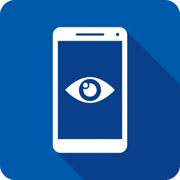 Vector illustration of Eye Smartphone Icon Silhouette