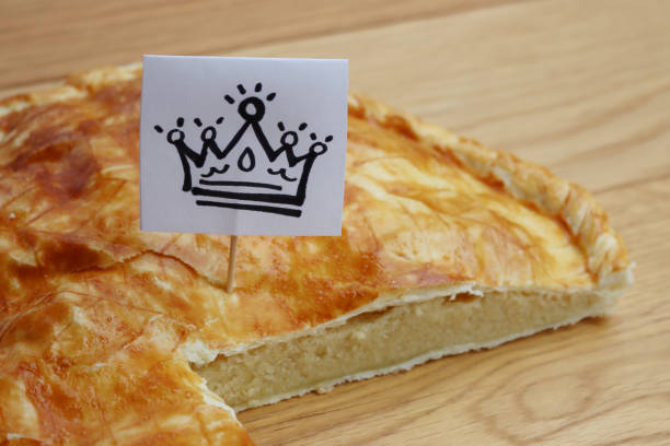istock Galette des rois, traditional french cake on table. Epiphany cake 1455902611