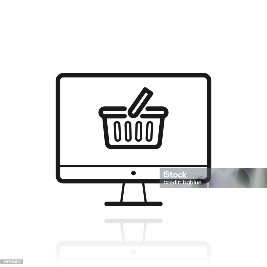 Máy Tính Để Bàn Với Giỏ Hàng Biểu Tượng Có Hình Ảnh Phản Chiếu ...