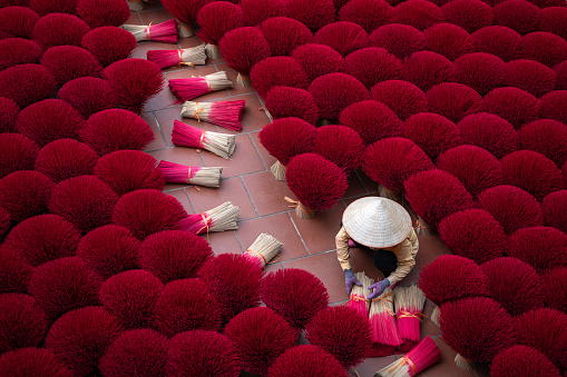 Drying incense stick in vietnam