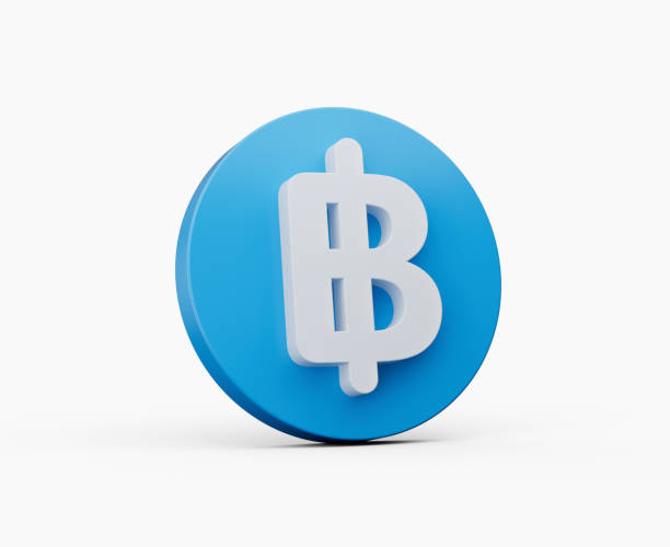 Thailand Baht symbol. Golden coin. Thailand coin. isolated on white background 3d illustration Thailand Baht symbol. Golden coin. Thailand coin. isolated on white background 3d illustration BITGET stock pictures, royalty-free photos & images