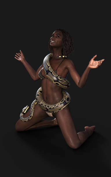 istock 3d Illustration of Beautiful Young Woman with Royal Python Snake 1455907912