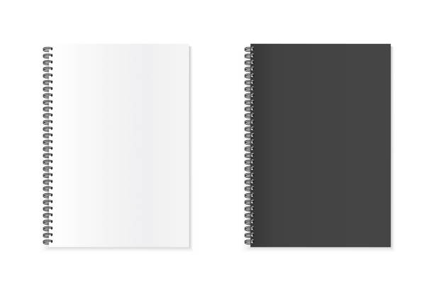 スパイラルノートブックテンプレート - 白い背景に分離されたコピースペースを備えたベクターモックアップイラスト - spiral notebook spiral ring binder blank点のイラスト素材／クリップアート素材／マンガ素材／アイコン素材