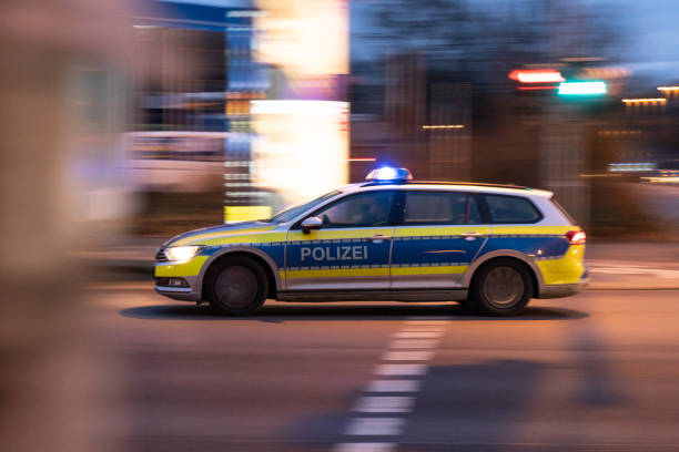 Hannover, Germany – January 01, 2022: The Police car with sirens. Hannover, Germany