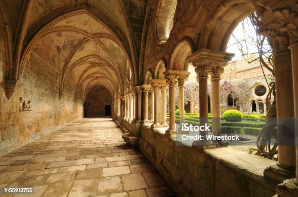 View Of The Fontfroide Abbey With Cloister And Inner Courtyard Languedocroussillon France Stock Photo - Download Image Now