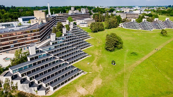Norwich, United Kingdom – May 01, 2019: A bird's eye view of the University of East Anglia in Norwich, England