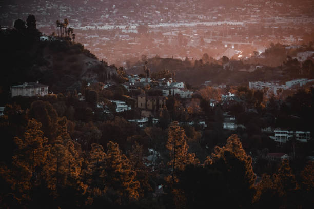 istock Beautiful sunrise over  Hollywood Hills 1455920555