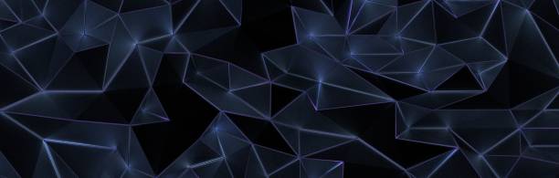 istock Purple lined low polygon shapes on black background 1455921593