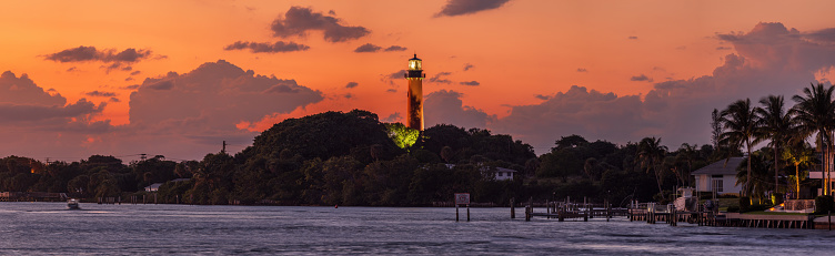 View to the Jupiter lighthouse on the north side of the Jupiter Inlet.