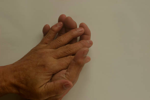 Man holding something in hands on white background, closeup