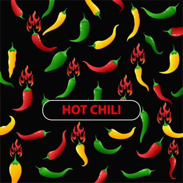 Vector illustration of Chili peppers seamless pattern