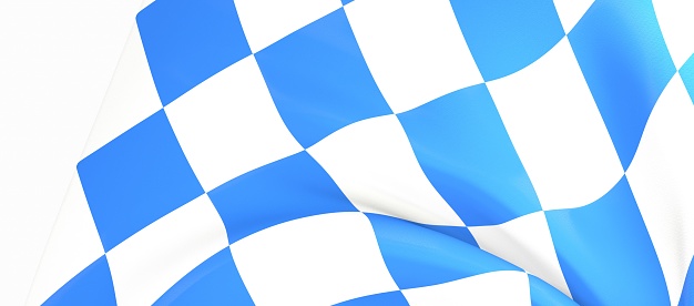 A 3d rendering of the black and white flag of Bavaria, Germany