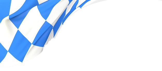 A 3D rendering of waving Bavaria flag Germany with blue and white pattern