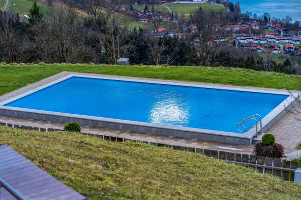 istock Closeup of a swimming pool in the backyard 1455926334