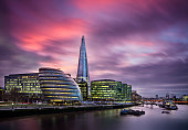 Beautiful shot of The Shard building in the evening,  London, United Kingdom