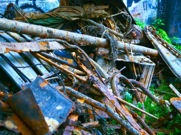 istock Closeup of rustic metal tools on the ground 1455927717