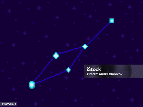 Leo Minor Constellation In Pixel Art Style 8bit Stars In The Night Sky In Retro Video Game Style Cluster Of Stars And Galaxies Design For Applications Banners And Posters Vector Illustration Stock Illustration - Download Image Now