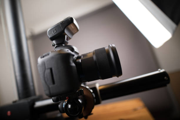 istock Closeup shot of a professional camera on a tripod 1455930075